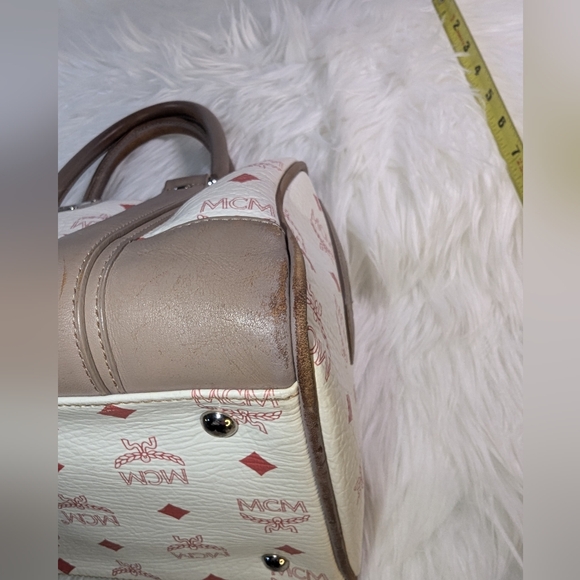 MCM Boston Bag White Pink Beige - Picture 8 of 16